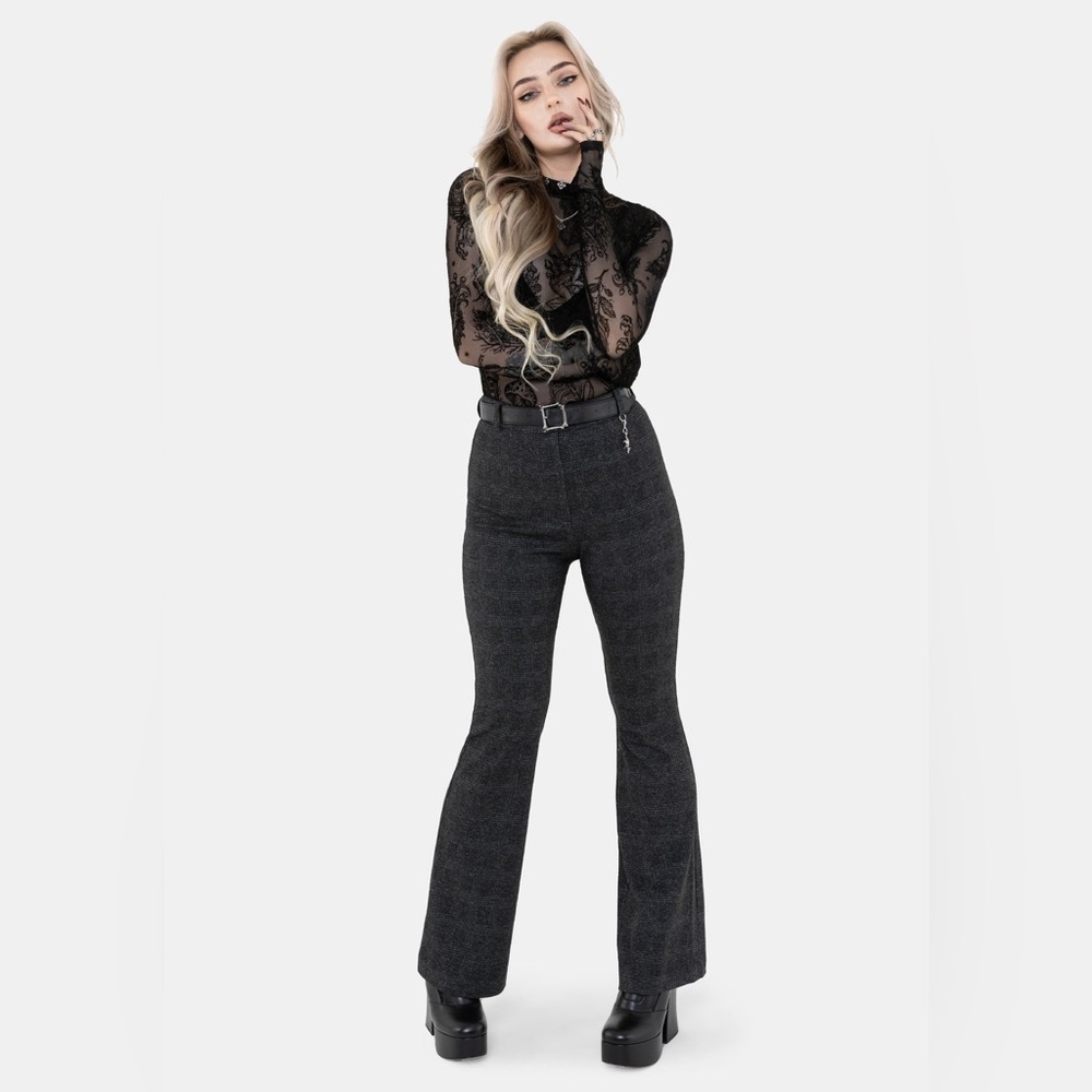 Moura Check Fit And Flare Trouser With Charm - size US 16/UK 20